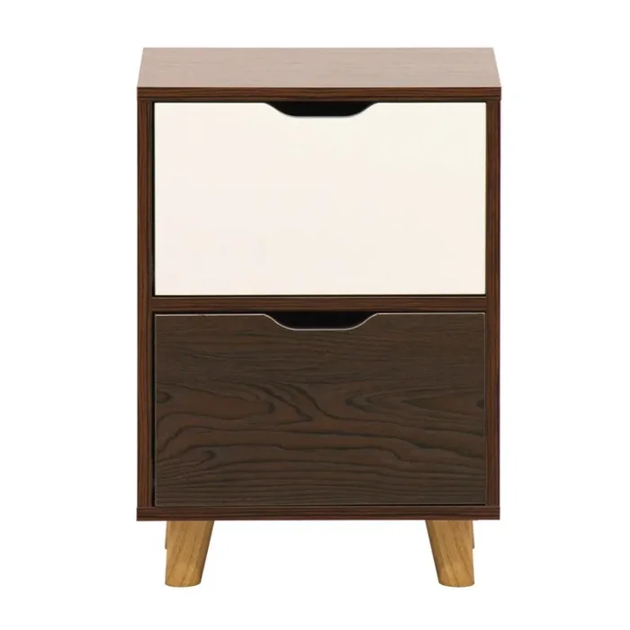 Comodino 2 Cassetti 39x30x55 cm in Legno Effetto Zebrano - immagine 3