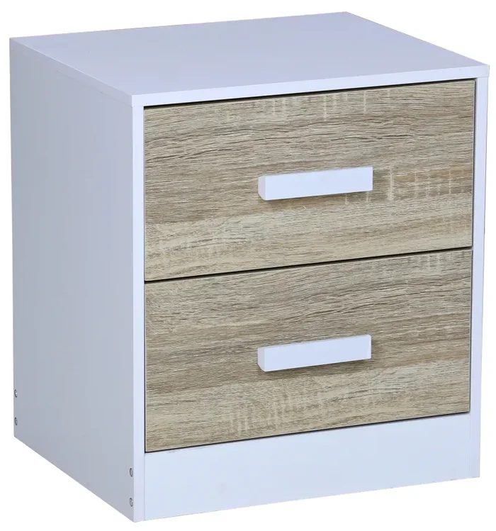 Comodino 2 Cassetti 40x34x45 cm in Legno Truciolare