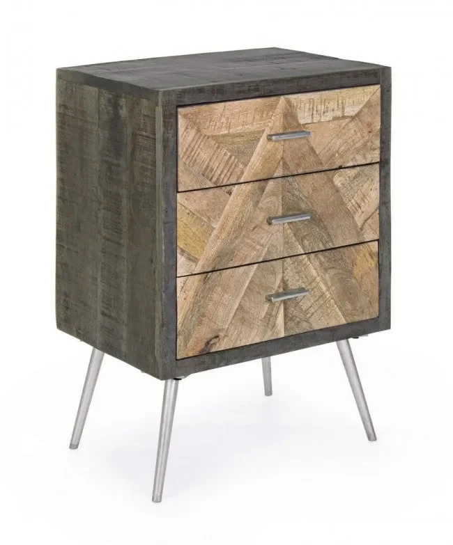 Comodino 3 Cassetti Norwood in Legno
