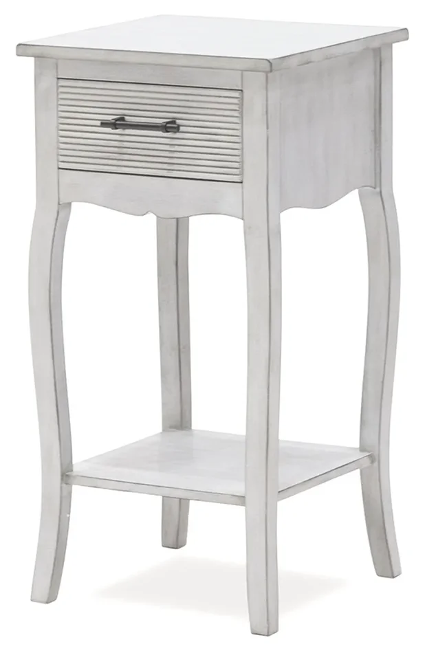 Comodino con Cassetto 35x35x69 cm in Legno Soriani Grigio Anticato