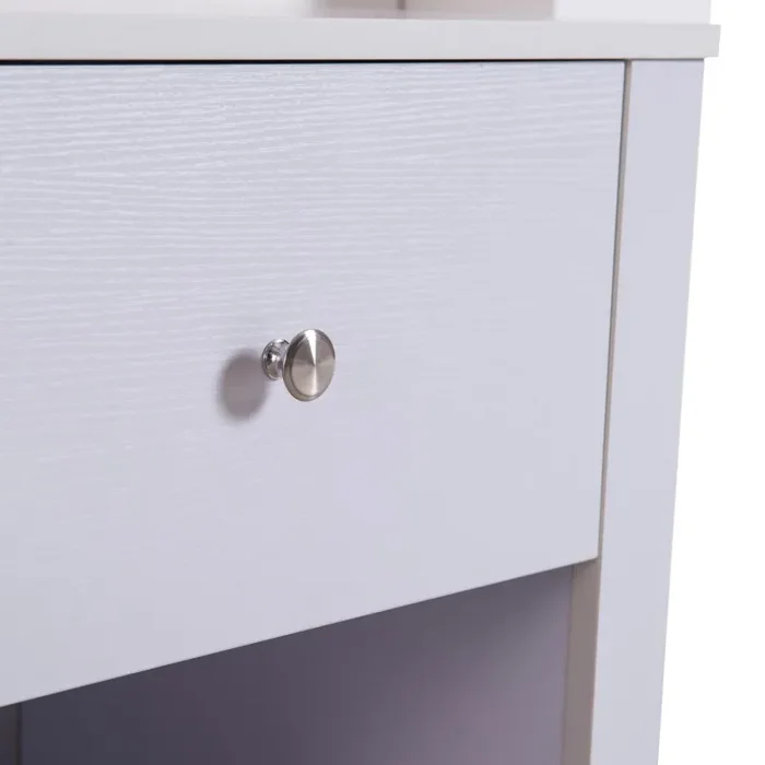 Comodino con Cassetto e Vano in Legno Bianco 53×42.5×59 cm