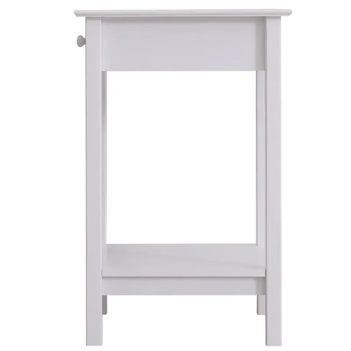 Comodino con Cassetto per Salotto Bagno Camera in Legno Bianco 39x39x61 cm - immagine 2