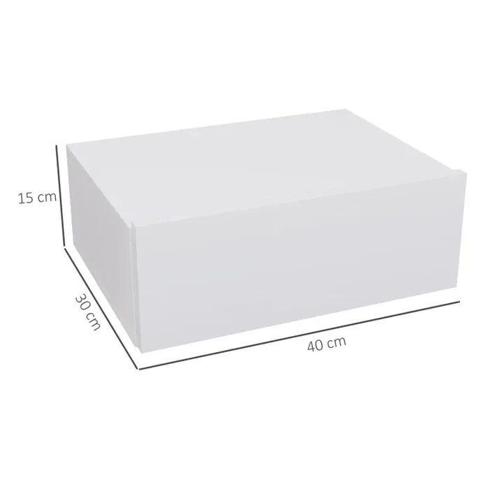 Comodino Sospeso Moderno 40x30x15 cm con Cassetto in Legno Bianco Online - immagine 3