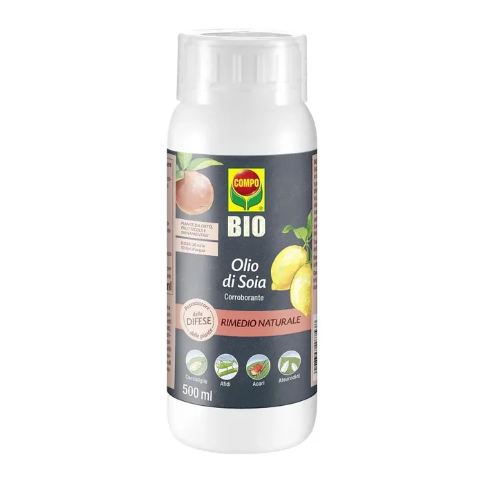 COMPO BIO Olio di Soia Concentrato, Potenziatore delle Difese delle Piante nei confronti di Insetti, Afidi, Acari e Cocciniglia, 100% Naturale, 500 ml