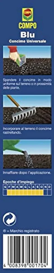 Compo Blu, Concime Granulare Universale, Fertilizzante per tutte le Colture da orto e Giardino, 1 kg - immagine 3