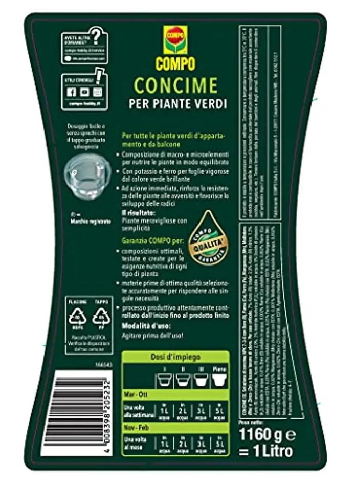 COMPO Concime liquido per Piante Verdi, Per piante d’appartamento e da balcone, 1 l Online ora - immagine 3