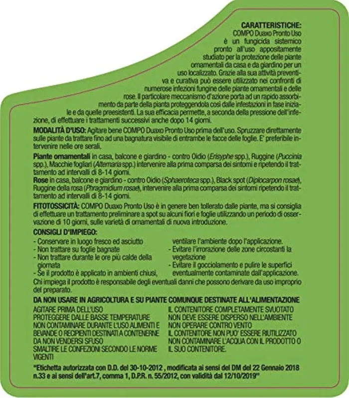 COMPO Duaxo Pronto Uso, Fungicida Polivalente, Per la Protezione delle Piante Ornamentali da casa e da giardino, 750 ml Vendita calda - immagine 2