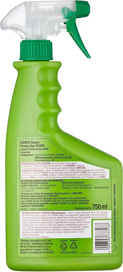 COMPO Duaxo Pronto Uso, Fungicida Polivalente, Per la Protezione delle Piante Ornamentali da casa e da giardino, 750 ml Moda - immagine 3