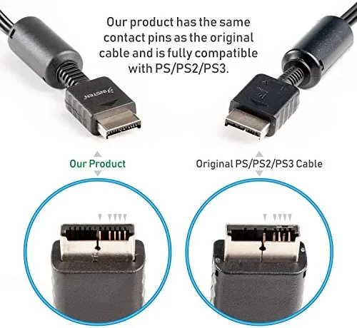 COMPOSITO AV CAVO video & audio PER SONY Playstation 1 PS1 PS2 PS3 nero - immagine 3