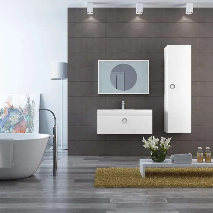 Composizione Mobile da Bagno Sospeso in Mdf Bianco 90cm Fosterberg Hvid 2