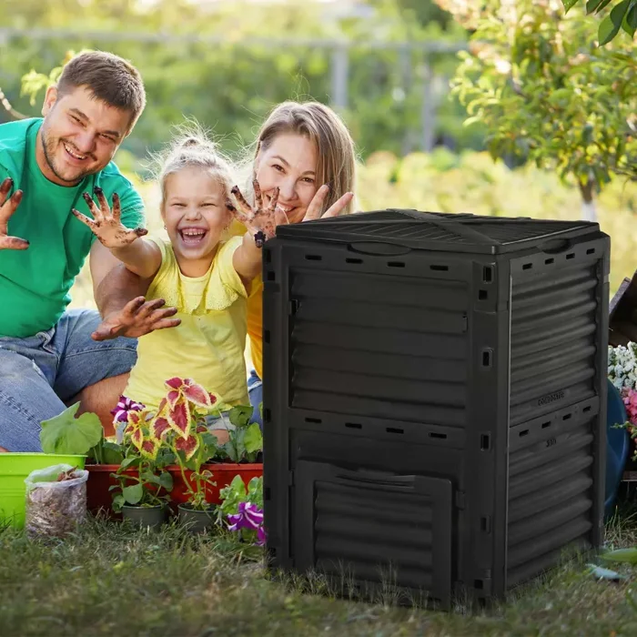 Compostiera da Giardino 300 litri Composter Nero - immagine 2