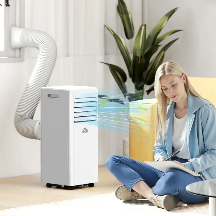 Condizionatore Portatile 3 in 1 con Deumidificatore 29,2x32x71 cm Timer 24 Ore e Telecomando in Plastica ABS Bianco - immagine 2