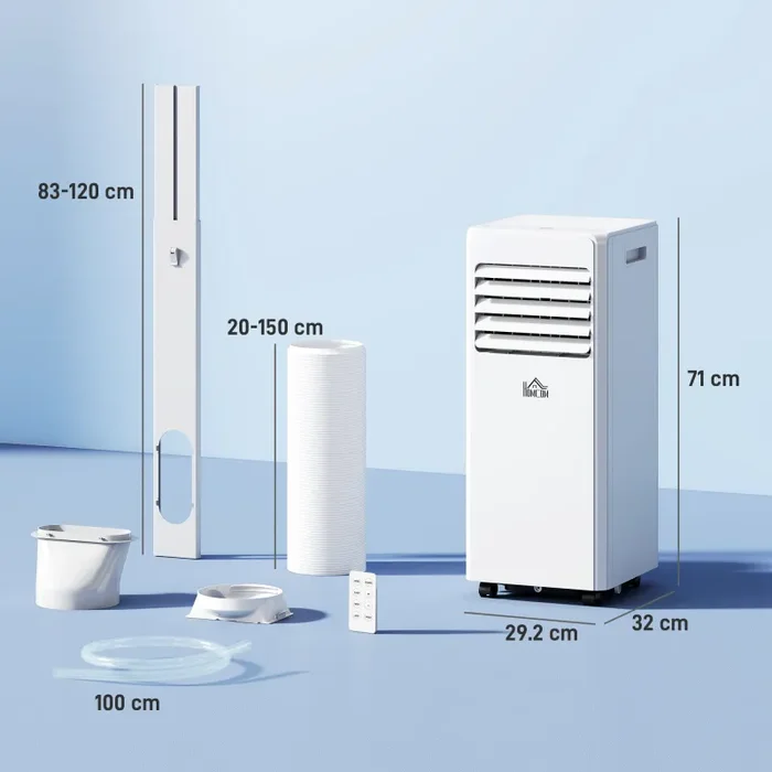 Condizionatore Portatile 3 in 1 con Deumidificatore 29,2x32x71 cm Timer 24 Ore e Telecomando in Plastica ABS Bianco - immagine 3