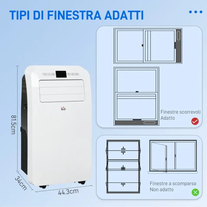 Condizionatore Portatile con Timer 44,3x34x81,5 cm 3 Modalità e 3 Velocità in Plastica ABS Bianco Sconti - immagine 3