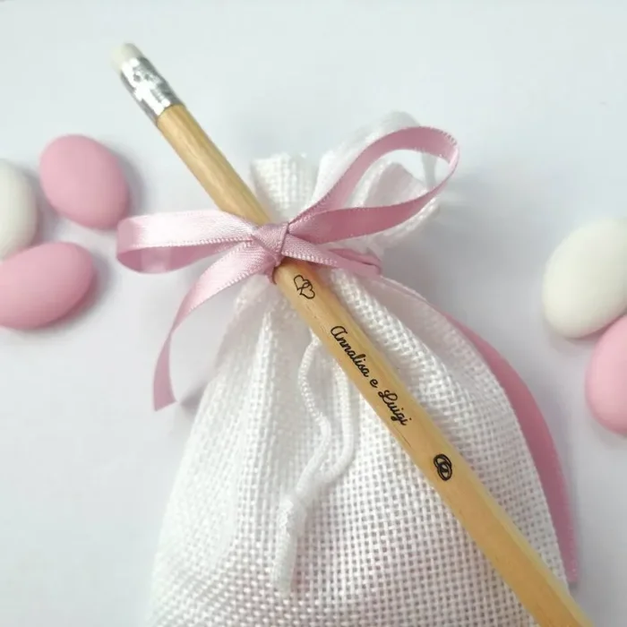 Confettata Matrimonio matita in legno naturale incisione personalizzata married nozze sposi - immagine 3