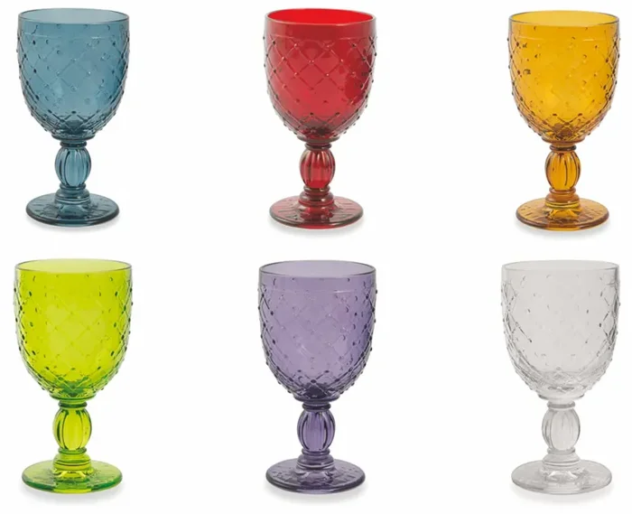 Confezione 6 Calici Vino in Vetro 280ml Villa d’Este Home Tivoli Rombi