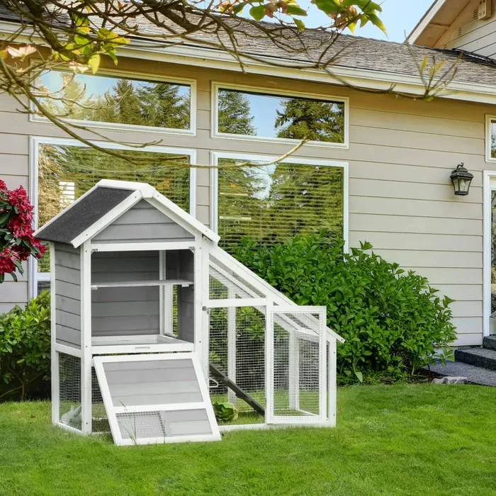 Conigliera da Esterno 140x65x120 cm in Legno Grigia - immagine 2