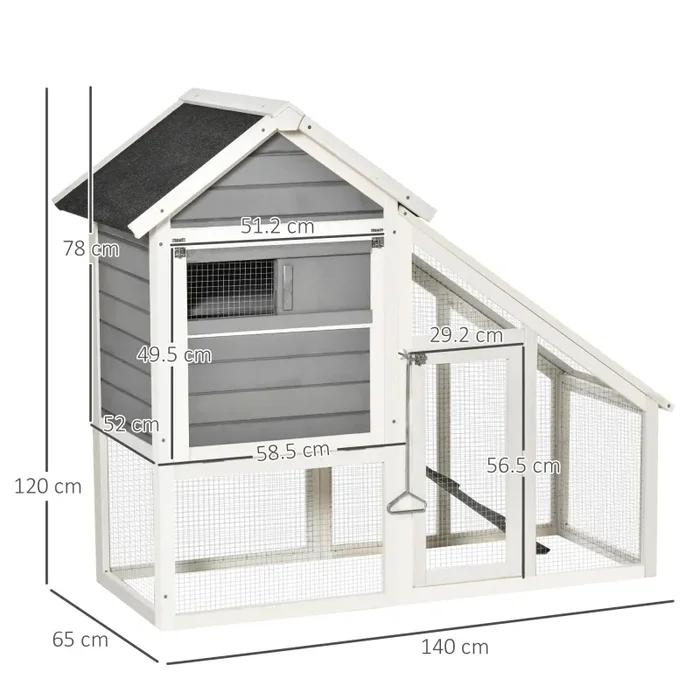 Conigliera da Esterno 140x65x120 cm in Legno Grigia - immagine 3