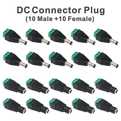 Connettore DC, Faittoo 10 Maschio + 10 Femmina 5.5mm x 2.1mm 12V Barrel…