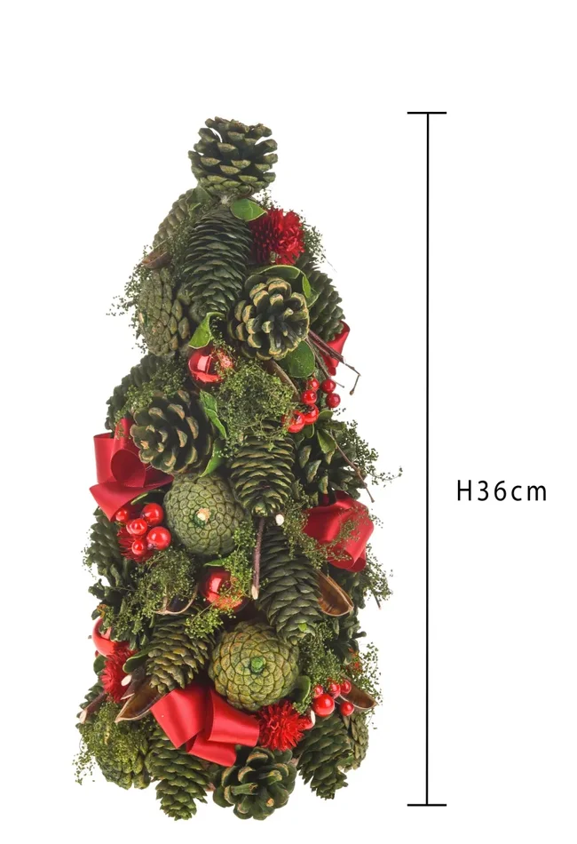 Cono Decorativo con Fiocchi H36 cm Verde - immagine 2