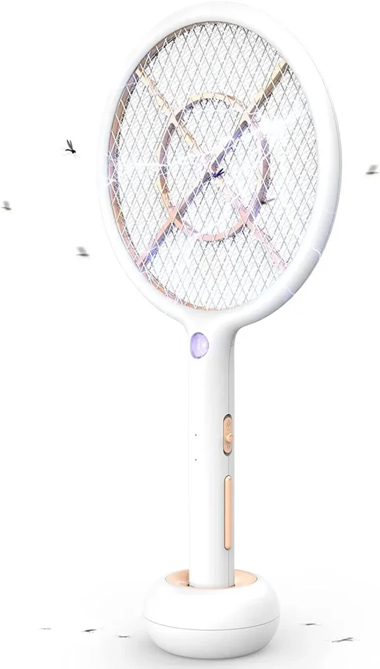 CONOPU Racchetta Zanzare Elettrica, 4000 Volt, 1200mAh USB Ricaricabile Antizanzare, Torcia Rimovibile, 3 Strati Protezione Maglia, Efficace Contro Le Mosche, Ideale per Interni ed Esterni, Nero