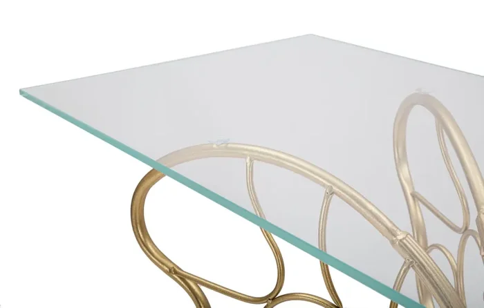 Console Butterfly 110x40x76 cm in Ferro e Vetro Oro - immagine 2