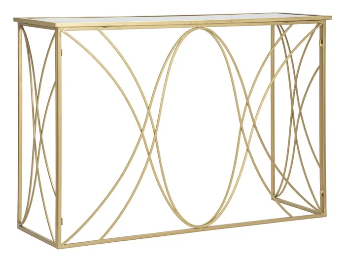 Console Exy 120x40x80 cm in Ferro e Specchio Oro e Argento