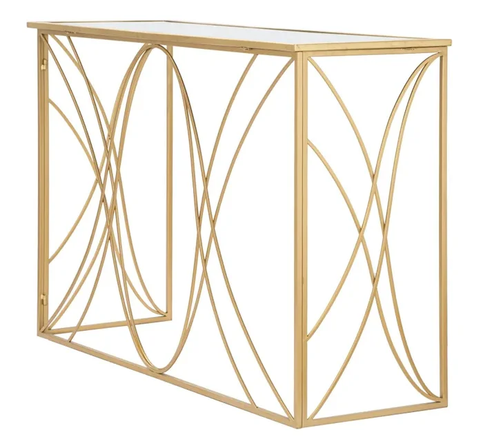 Console Exy 120x40x80 cm in Ferro e Specchio Oro e Argento - immagine 3