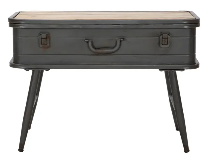 Console Industry con Contenitore 60x29x43,5 cm Legno di Abete e in Ferro Grigio - immagine 2