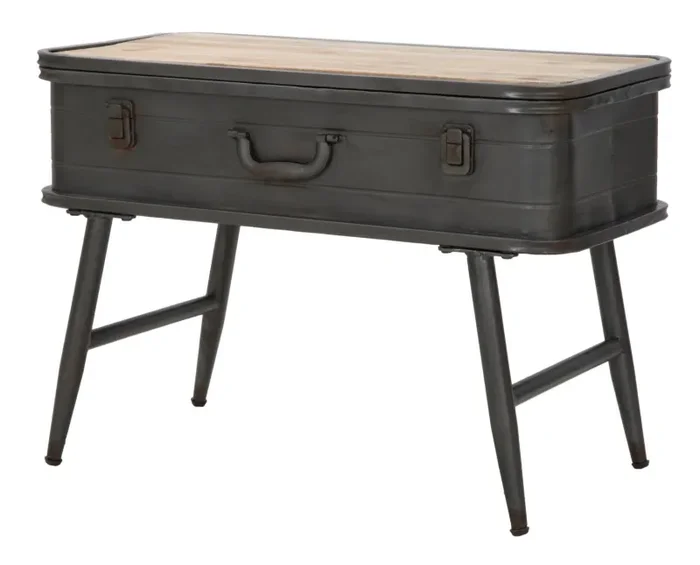 Console Industry con Contenitore 60x29x43,5 cm Legno di Abete e in Ferro Grigio - immagine 3