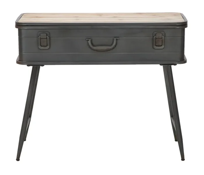 Console Industry con Contenitore 80x35x67,5 cm Legno di Abete e in Ferro Grigio - immagine 2