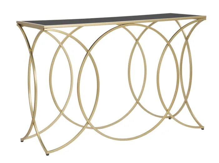 Console Infinity Small 120x40x79 cm in Ferro e Specchio Oro e Nero Vendita calda