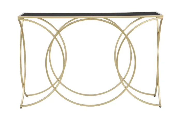 Console Infinity Small 120x40x79 cm in Ferro e Specchio Oro e Nero Vendita calda - immagine 2