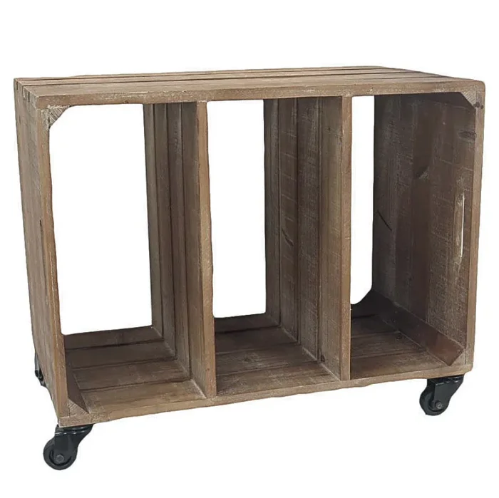 Consolle 3 Scoparti con Ruote in Legno Online