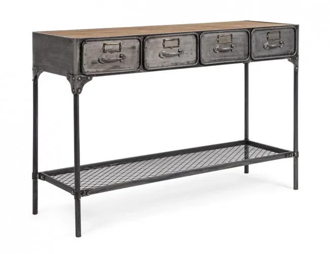 Consolle 4 Cassetti-1 Ripiano Store in Acciaio In saldo