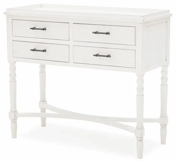 Consolle 4 Cassetti 90x38x78 cm in Legno Soriani Bianco Anticato