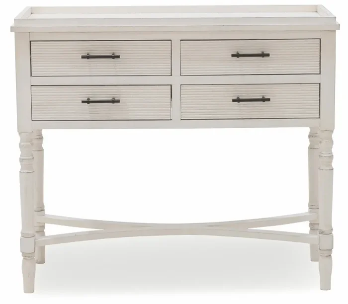 Consolle 4 Cassetti 90x38x78 cm in Legno Soriani Bianco Anticato - immagine 2