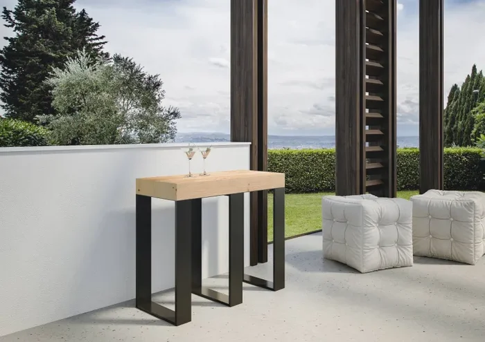 Consolle Allungabile 90-190x40x77 cm in Nobilitato Marrone - immagine 2