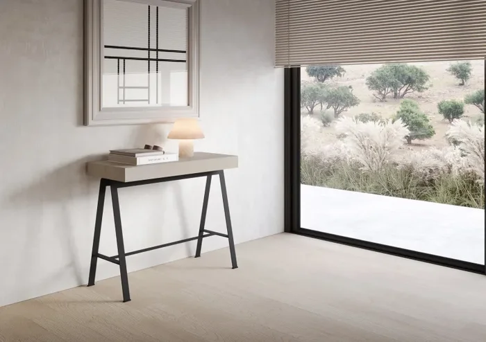 Consolle Allungabile 90-196x40x77 cm Banco Small Premium Cashmere Telaio Antracite In saldo - immagine 2