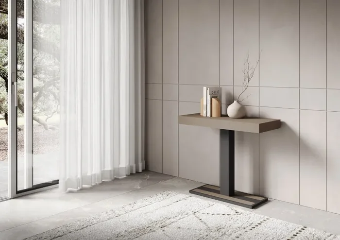 Consolle Allungabile 90-196x40x77 cm Capital Small Tortora Telaio Antracite - immagine 2