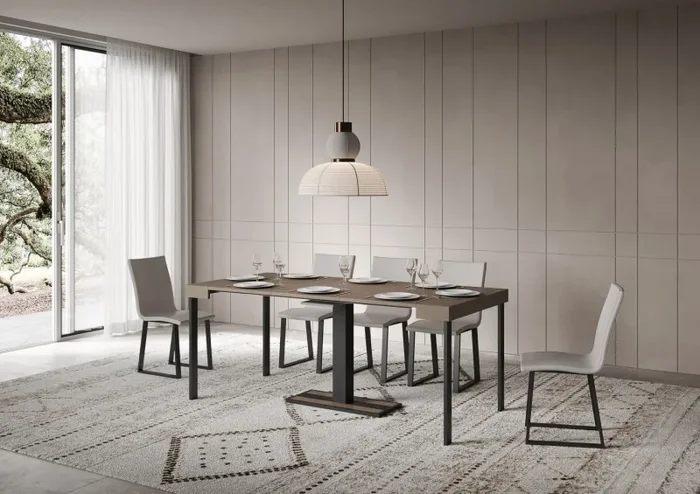 Consolle Allungabile 90-196x40x77 cm Capital Small Tortora Telaio Antracite - immagine 3