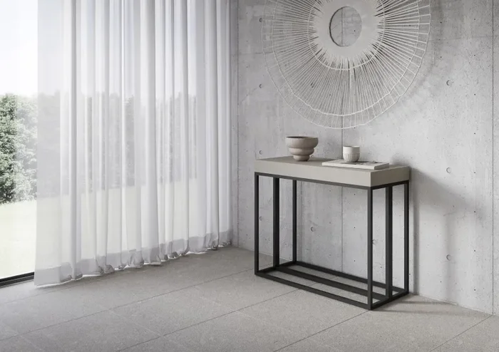 Consolle Allungabile 90-196x40x77 cm Epoca Small Premium Cashmere Telaio Antracite - immagine 2