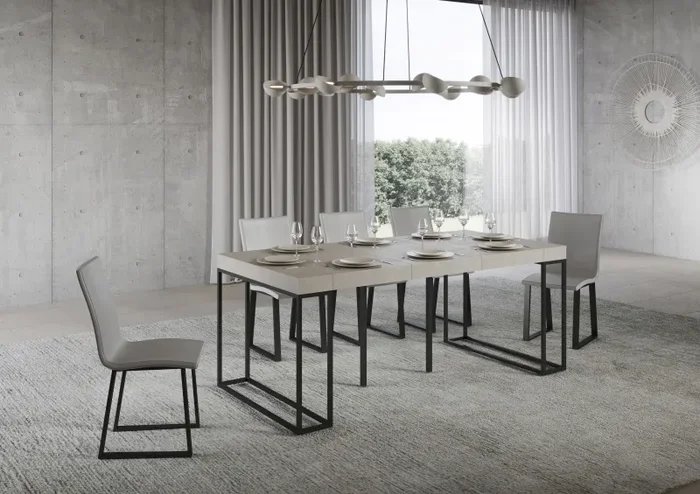 Consolle Allungabile 90-196x40x77 cm Epoca Small Premium Cashmere Telaio Antracite - immagine 3