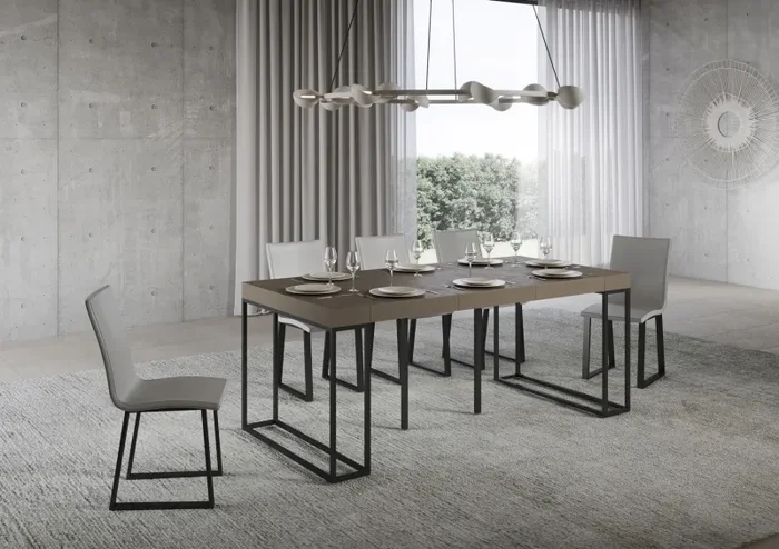 Consolle Allungabile 90-196x40x77 cm Epoca Small Premium Tortora Telaio Antracite In saldo - immagine 3