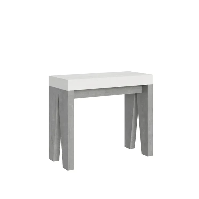 Consolle Allungabile 90-196x40x77 cm in Nobilitato Bianco e Grigio Vendita calda online