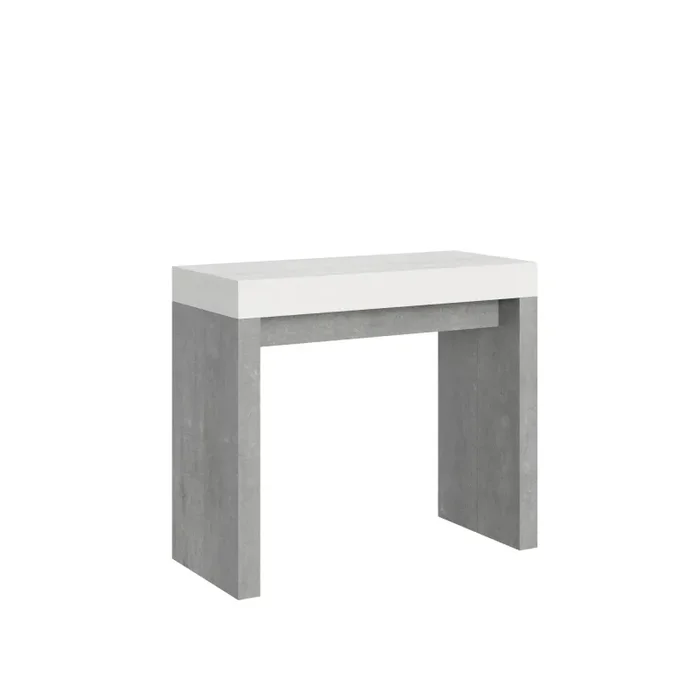 Consolle Allungabile 90-196x40x77 cm in Nobilitato Bianco e Grigio