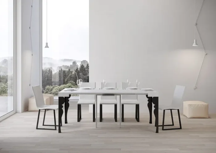 Consolle Allungabile 90-196x40x77 cm in Nobilitato Bianco Fornitura - immagine 3