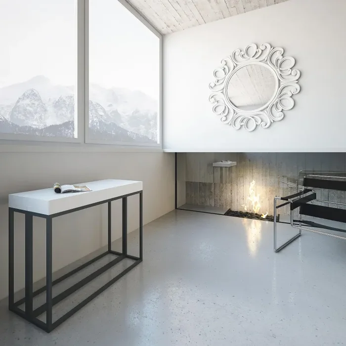 Consolle Allungabile 90-196x40x77 cm in Nobilitato Bianco - immagine 2