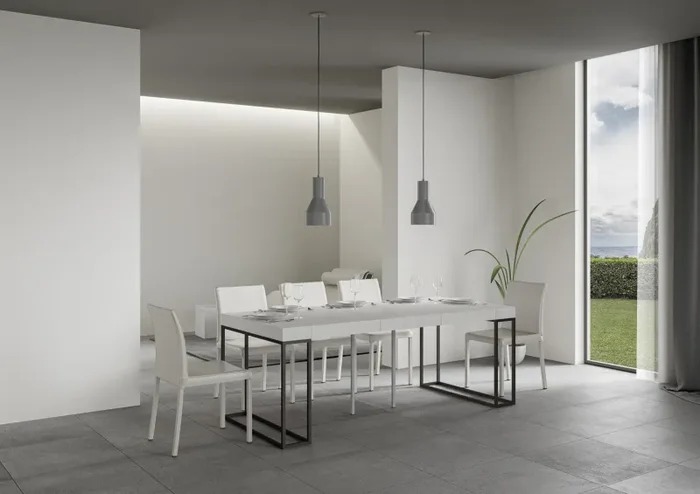 Consolle Allungabile 90-196x40x77 cm in Nobilitato Bianco - immagine 3