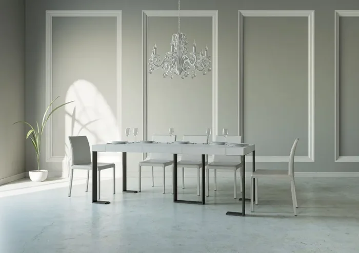 Consolle Allungabile 90-196x40x77 cm in Nobilitato Bianco Moda - immagine 3